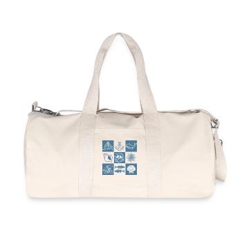 Collage marin graphique nautique avec Père Noel - Sac de sport en toile recyclée Stanley/Stella - blanc naturel - Devant