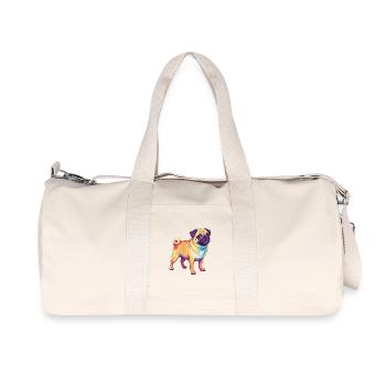 Buntes Mopshund-Regenbogen-Pop-Art-Aquarell - Recycelte Canvas-Sporttasche von Stanley/Stella - Naturweiß - Vorne
