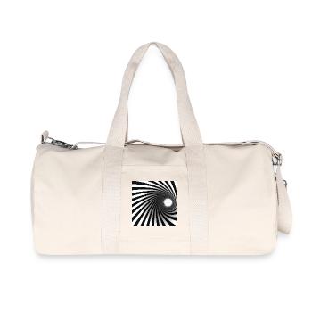 Schwarzer weißer Spiralwirbel - Recycelte Canvas-Sporttasche von Stanley/Stella - Naturweiß - Vorne