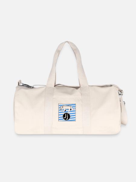 J for Jaguar Letter in Elementary School - Recycled Canvas Sports Bag by Stanley/Stella - natural