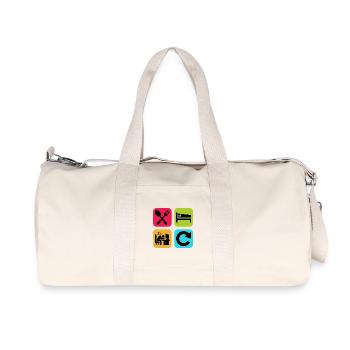 Mange, Dors, travaille, répète une citation drôle, travail - Sac de sport en toile recyclée Stanley/Stella - blanc naturel - Devant