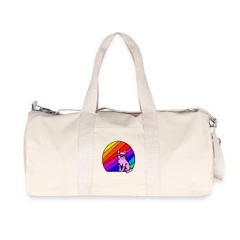 Regenbogenkatze mit Sonnenbrille - Recycelte Canvas-Sporttasche von Stanley/Stella - Naturweiß - Vorne