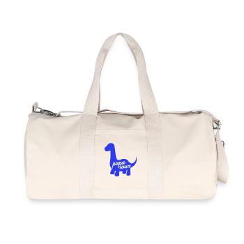Papasaur T-Rex Dinosaur Fatherhood Daddysaur - Recycled Canvas Sports Bag by Stanley/Stella - natural - Front