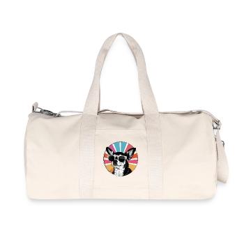Chihuahua Retro-Radial mit Sonnenbrille - Recycelte Canvas-Sporttasche von Stanley/Stella - Naturweiß - Vorne