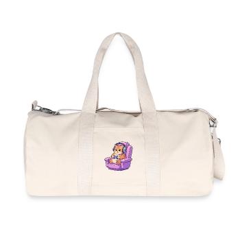 Cute Gamer Cat Headset Gaming Chair Art - Recycled Canvas Sports Bag by Stanley/Stella - natural - Front