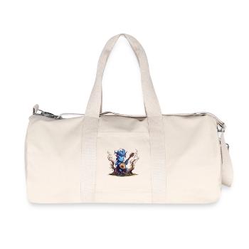 Blauer Kobold mit Laute im Wald - Recycelte Canvas-Sporttasche von Stanley/Stella - Naturweiß - Vorne
