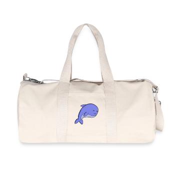 Cute Blue Fish Kawaii Dolphin or Porpoise Cartoon - Recycled Canvas Sports Bag by Stanley/Stella - natural - Front