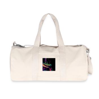 Neon Gentleman Crocodile with Top Hat & Drink - Recycled Canvas Sports Bag by Stanley/Stella - natural - Front