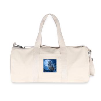 Snowy Owl in the Full Moon: Magical Winter Night - Recycled Canvas Sports Bag by Stanley/Stella - natural - Front
