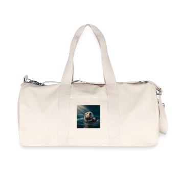 Sea Otter: Relaxing on the Water with a Shell - Recycled Canvas Sports Bag by Stanley/Stella - natural - Front