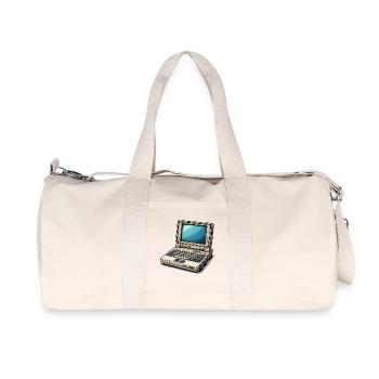 Laptop Retro Computer Vintage Style Illustration - Recycled Canvas Sports Bag by Stanley/Stella - natural - Front