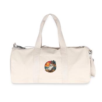 Lustiger Westie-Hund am Strand, Sommerurlaub Sonnenuntergang - Recycelte Canvas-Sporttasche von Stanley/Stella - Naturweiß - Vorne