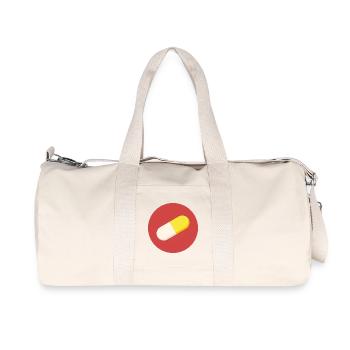 Logo with medicine capsule / tablet - Recycled Canvas Sports Bag by Stanley/Stella - natural - Front