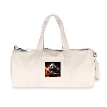 Panda warrior in fire armor - Recycled Canvas Sports Bag by Stanley/Stella - natural - Front
