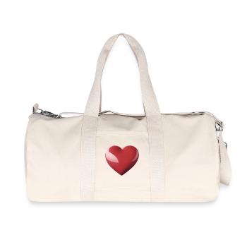 Rouge brillant cœur – Motif symbole de cœur - Sac de sport en toile recyclée Stanley/Stella - blanc naturel - Devant
