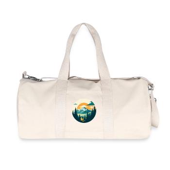 Mountains Mountain Forest High Mountain Hiking Circle Motif - Recycled Canvas Sports Bag by Stanley/Stella - natural - Front