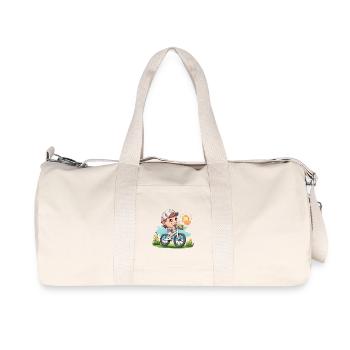Blütenrad Abenteuer: Kind auf Fahrrad - Recycelte Canvas-Sporttasche von Stanley/Stella - Naturweiß - Vorne