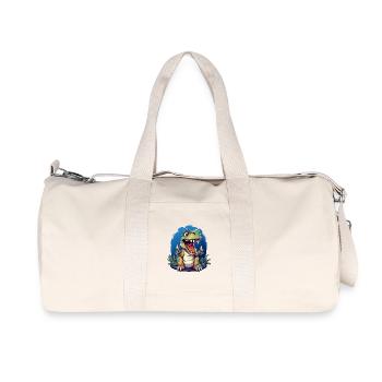 Dino Candle Hero – Cartoon T-Rex Fire Moments - Recycled Canvas Sports Bag by Stanley/Stella - natural - Front