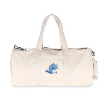 Baleine de dessins animés bleus avec le sourire - Sac de sport en toile recyclée Stanley/Stella - blanc naturel - Devant