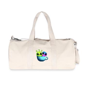 Kleines Alien-Paar in der Teetasse - Recycelte Canvas-Sporttasche von Stanley/Stella - Naturweiß - Vorne
