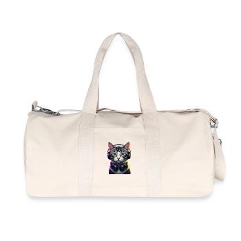 KatzenDJ Neon Kopfhörer Music lover cat - Recycelte Canvas-Sporttasche von Stanley/Stella - Naturweiß - Vorne