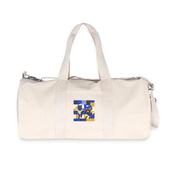 Katz-Mosaik in Blau-Gold - Recycelte Canvas-Sporttasche von Stanley/Stella - Naturweiß - Vorne