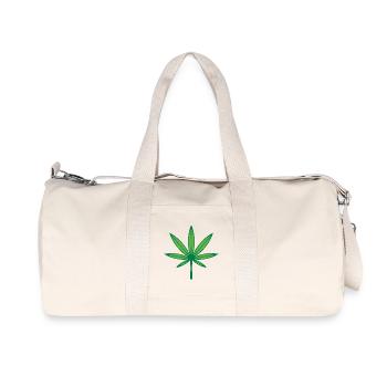 Cannabis / Marihuana / Hanf (Outline / 2C Green) - Recycelte Canvas-Sporttasche von Stanley/Stella - Naturweiß - Vorne
