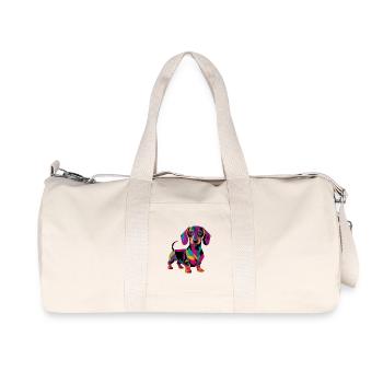 Colorful Geometric Dachshund Dog - Recycled Canvas Sports Bag by Stanley/Stella - natural - Front