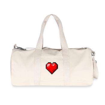 Pixel Art Retro Single Heart - Recycled Canvas Sports Bag by Stanley/Stella - natural - Front