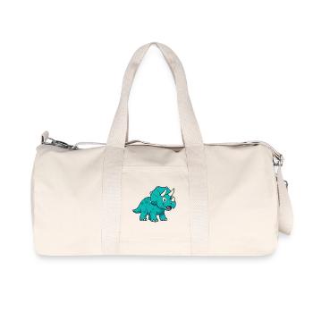 Cheerful Dino Triceratops - Recycled Canvas Sports Bag by Stanley/Stella - natural - Front
