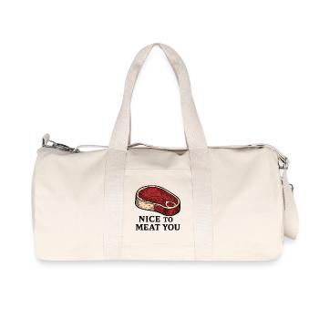 Nice to Meat You Steak Design - Recycelte Canvas-Sporttasche von Stanley/Stella - Naturweiß - Vorne
