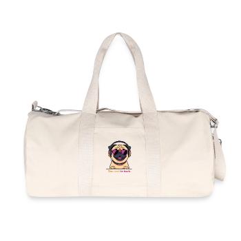 Pug DJ: Too Cool To Bark - Recycled Canvas Sports Bag by Stanley/Stella - natural - Front
