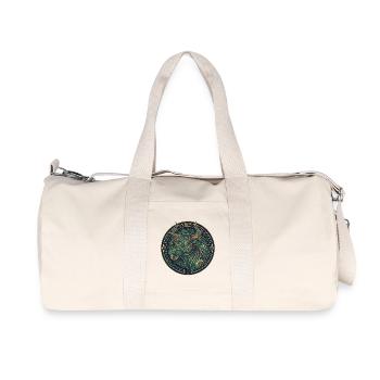 Stier Mandala Teal-Gold Kreis - Recycelte Canvas-Sporttasche von Stanley/Stella - Naturweiß - Vorne