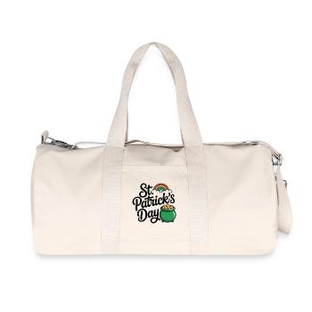 St. Patrick's Day Pot of Gold Regenbogen Glücksdesign - Recycelte Canvas-Sporttasche von Stanley/Stella - Naturweiß - Vorne