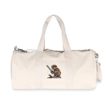 Biber Holzfäller Kettensäge - Recycelte Canvas-Sporttasche von Stanley/Stella - Naturweiß - Vorne