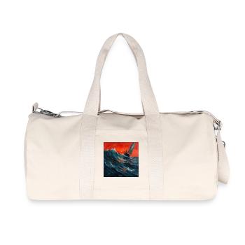 Rotes Abendlicht über Segelboot im Sturm - Recycelte Canvas-Sporttasche von Stanley/Stella - Naturweiß - Vorne
