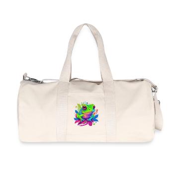 Rainbow frog on leaves - Recycled Canvas Sports Bag by Stanley/Stella - natural - Front