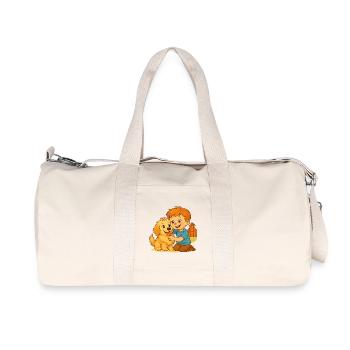Fluffy und der glückliche Freund – Emotionale Bindung - Recycelte Canvas-Sporttasche von Stanley/Stella - Naturweiß - Vorne