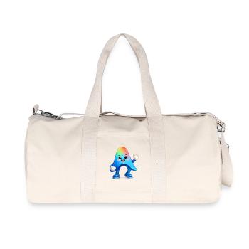 Niedlicher Regenbogen-Maskottchen-Aufkleber Antigravitation - Recycelte Canvas-Sporttasche von Stanley/Stella - Naturweiß - Vorne