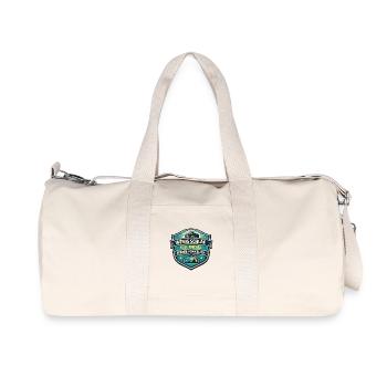 Wenig Schlaf Viel Diesel Badge - Recycelte Canvas-Sporttasche von Stanley/Stella - Naturweiß - Vorne