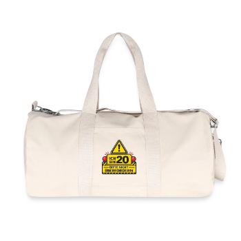 Ich bin 20 – Bitte nicht überfordern - Recycelte Canvas-Sporttasche von Stanley/Stella - Naturweiß - Vorne