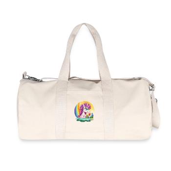 Unicorn am Pool mit Regenbogen - Recycelte Canvas-Sporttasche von Stanley/Stella - Naturweiß - Vorne