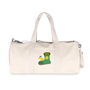 Poussin au botte verte avec fleur - Sac de sport en toile recyclée Stanley/Stella - blanc naturel - Devant