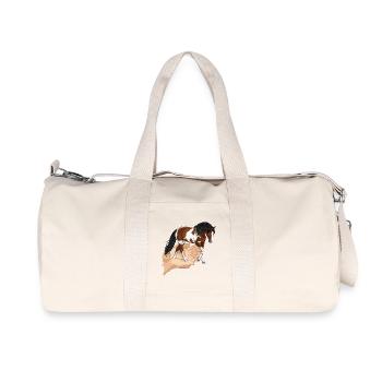 A piebald horse that comes out with two joined hands - Recycled Canvas Sports Bag by Stanley/Stella - natural - Front