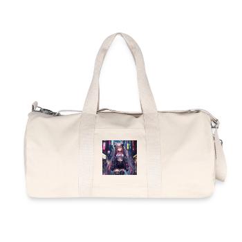 Neonkatze Streetwear Cyberpunk - Recycelte Canvas-Sporttasche von Stanley/Stella - Naturweiß - Vorne