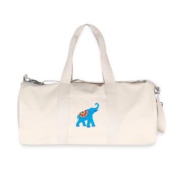 Elephant Blue Yoga Namaste Strength Decoration Indian Fan - Recycled Canvas Sports Bag by Stanley/Stella - natural - Front