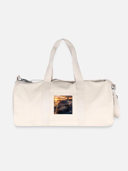 Dolphin at sunset - Recycled Canvas Sports Bag by Stanley/Stella - natural