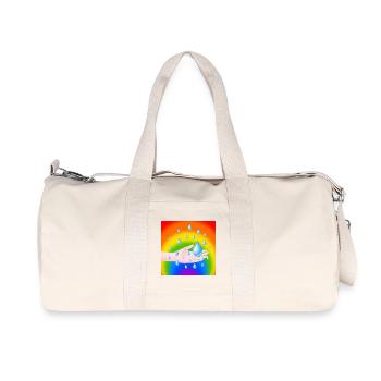 Rainbow Rain Drop and a Hand - Recycled Canvas Sports Bag by Stanley/Stella - natural - Front