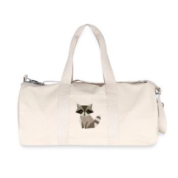 Raccoon Polygon Geometry Design - Recycled Canvas Sports Bag by Stanley/Stella - natural - Front