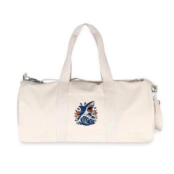 Furious shark in the tattoo style waves - Recycled Canvas Sports Bag by Stanley/Stella - natural - Front